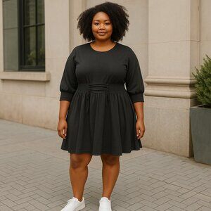 Torrid Dress Women's Size 4 Black Sweater Long Sleeve Knit Knee Length Stretch